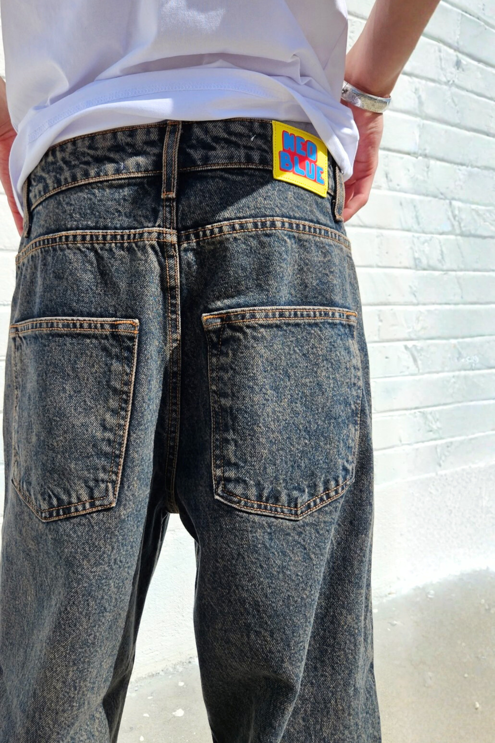 Brown Tinted Medium Blue Super Baggy Jeans — Neo Blue Jeans – Made