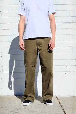 Olive Green Baggy Chino Pants | Wide Fit — Neo Blue Jeans – Made