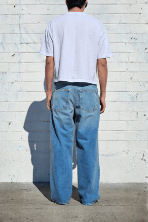 Tinted Fade Medium Blue Super Baggy Jeans — Neo Blue Jeans – Made