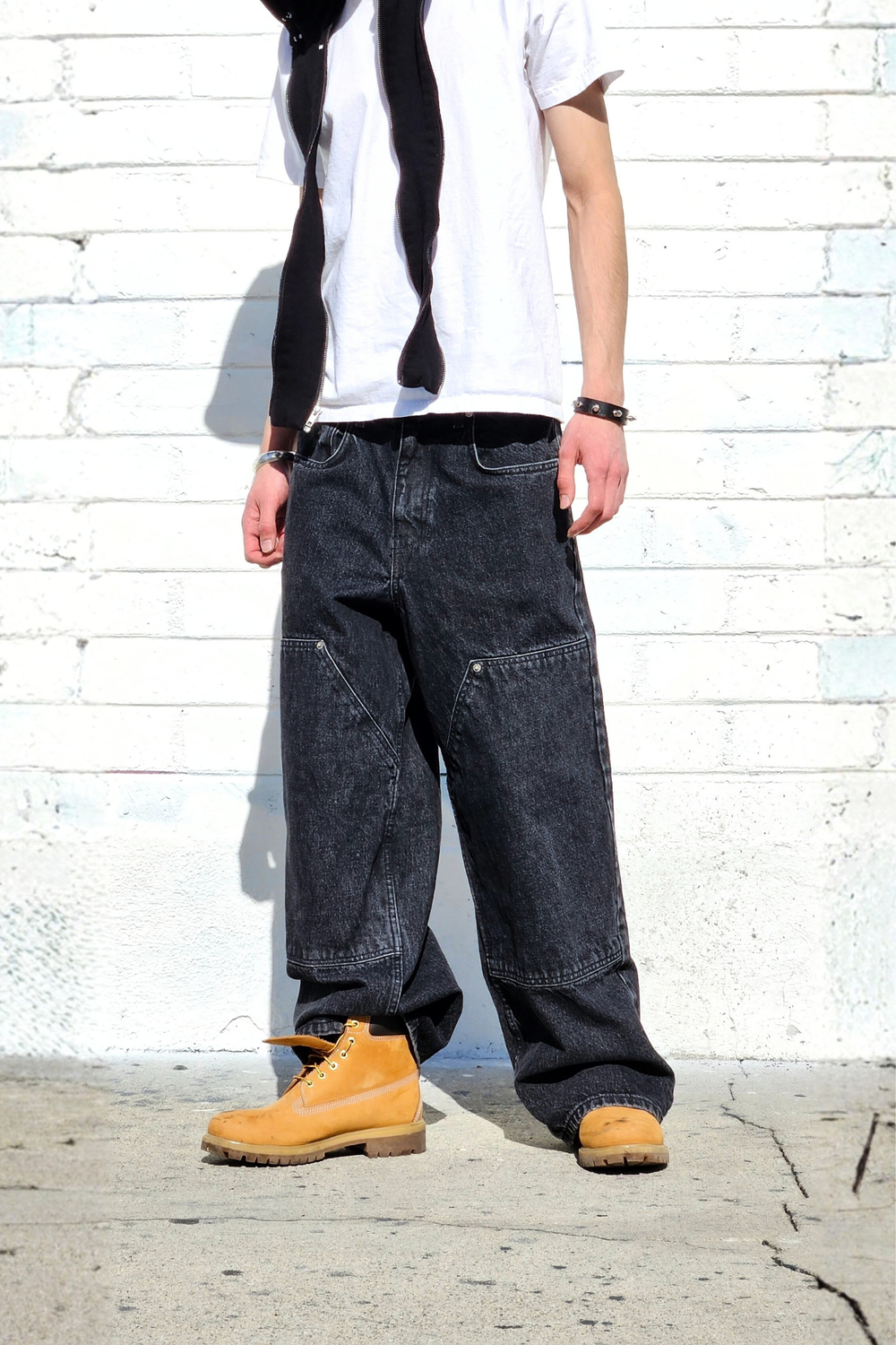 Vintage Black Double Knee Baggy Jeans — Neo Blue Jeans – Made-in