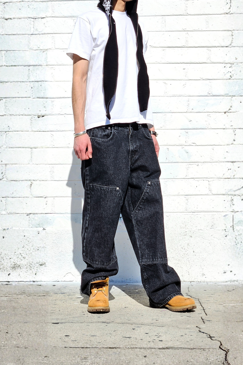 Vintage Black Double Knee Baggy Jeans — Neo Blue Jeans – Made-in