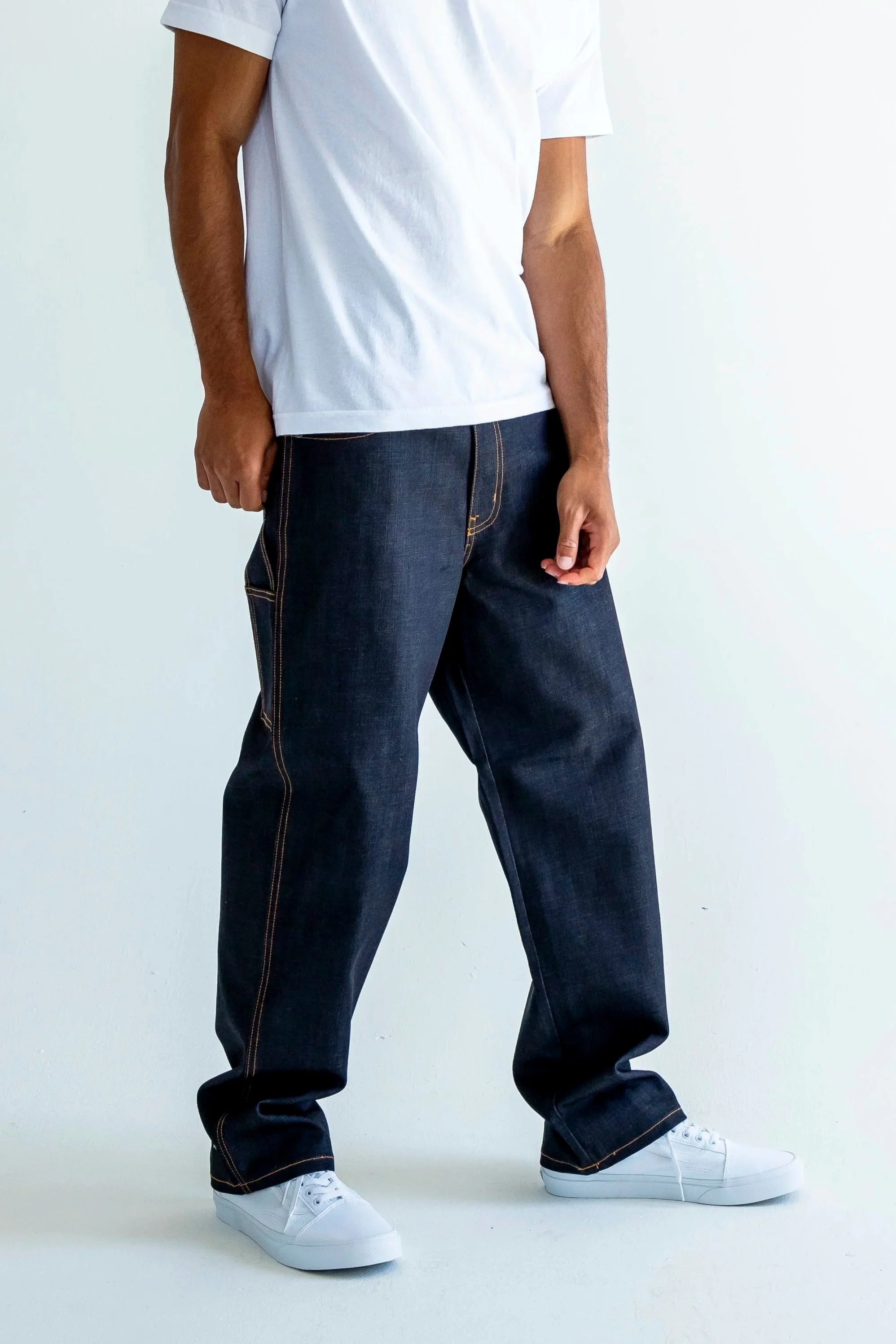 Raw Denim Super Dark Baggy Denim Carpenter Jeans