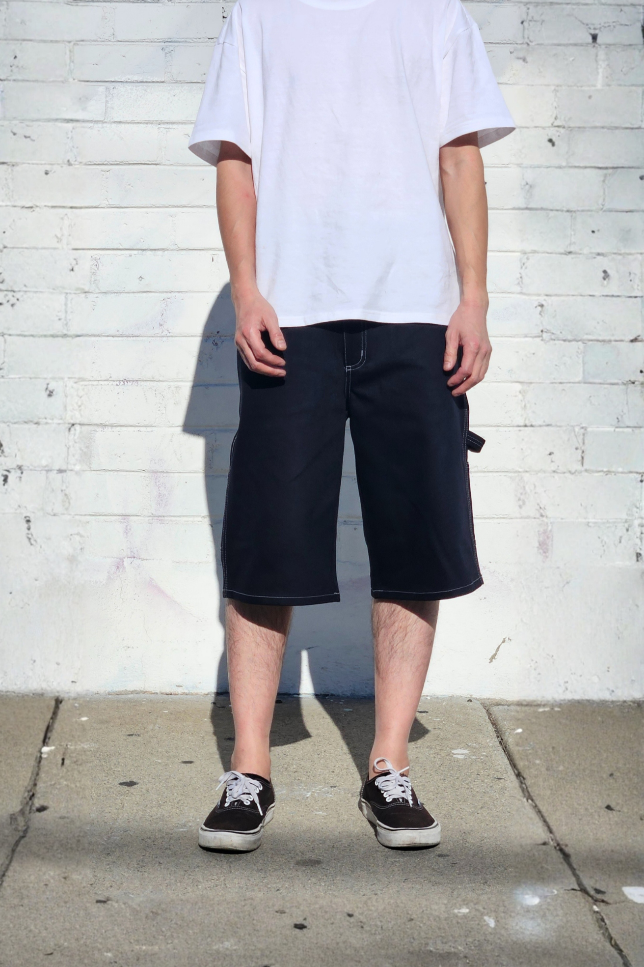 Jet Black Baggy Carpenter Denim Shorts