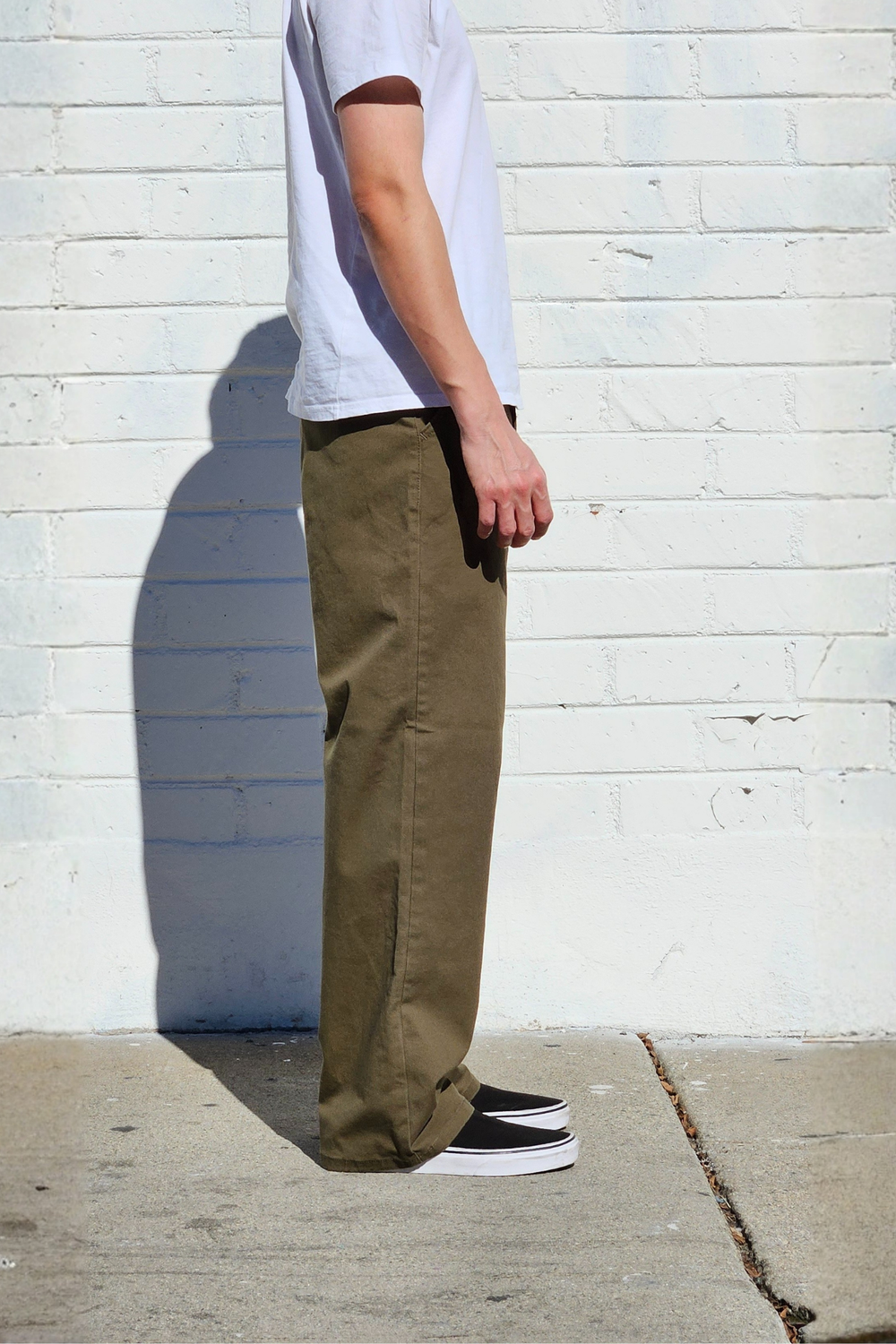 Olive Green Baggy Chino Pants | Wide Fit — Neo Blue Jeans – Made
