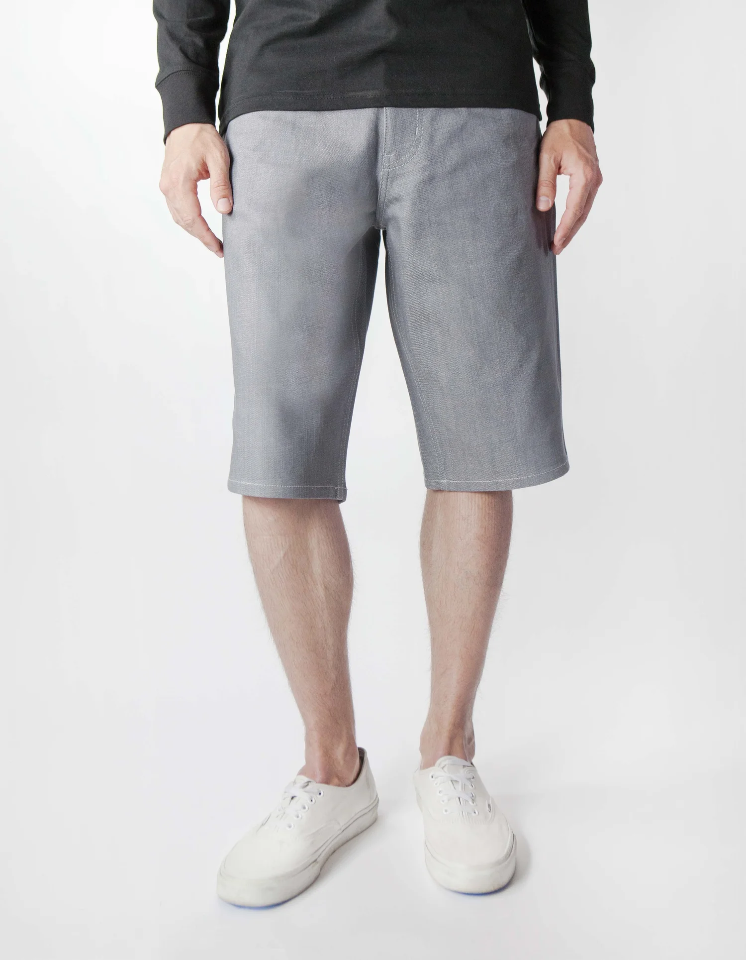 Bermuda Shorts Mens Grey Jean Shorts DENIM CARPENTER SHORTS GREY