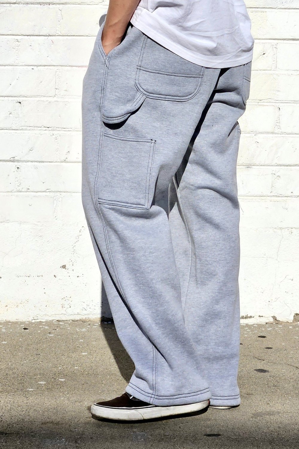 Gray Baggy Carpenter Sweat Pants — Neo Blue Jeans – Made-in-USA
