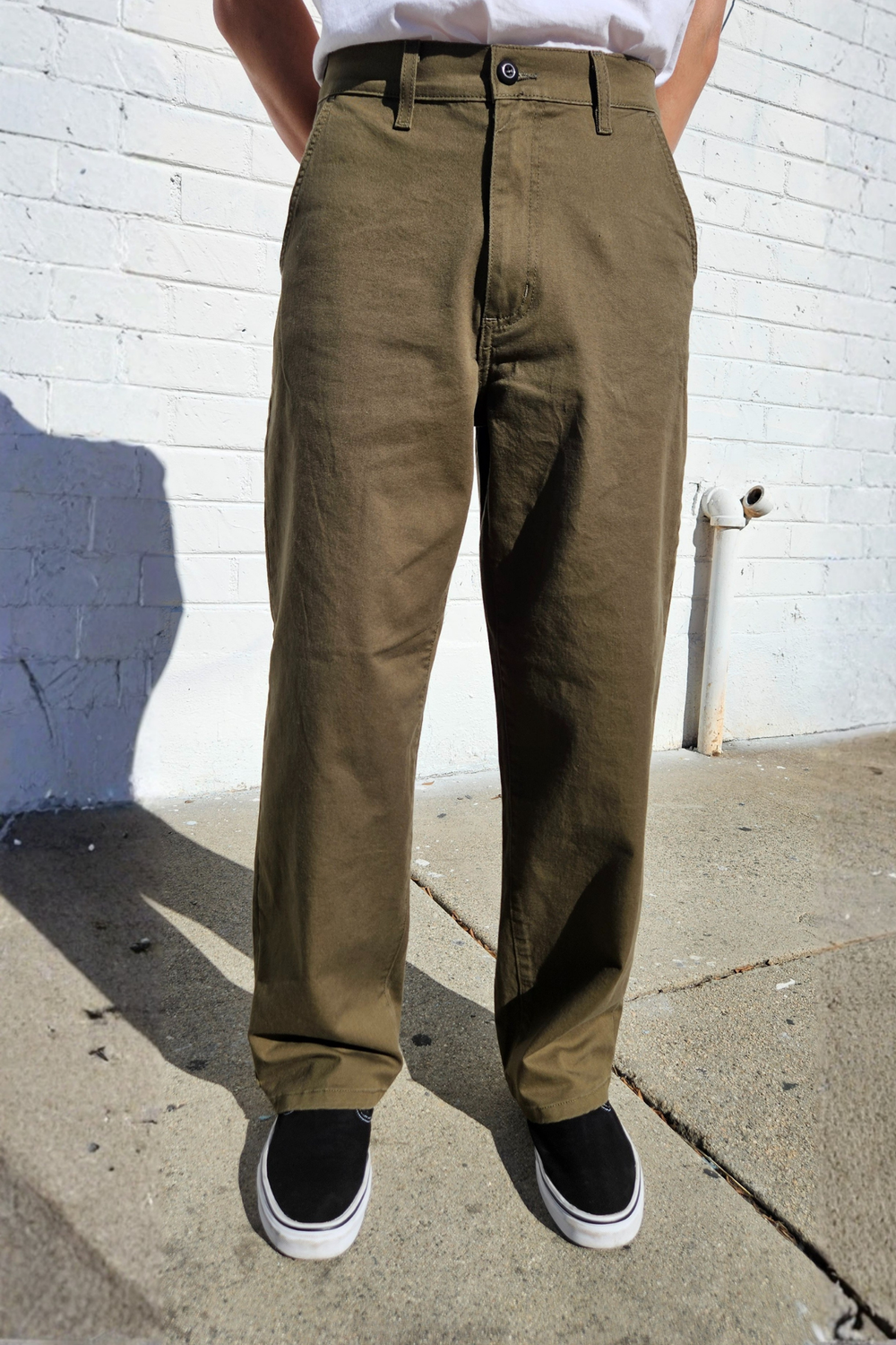 Olive Green Baggy Chino Pants | Wide Fit — Neo Blue Jeans – Made