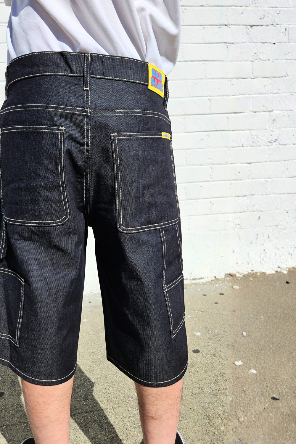 Raw Denim Granite Blue Baggy Carpenter Shorts — Neo Blue Jeans