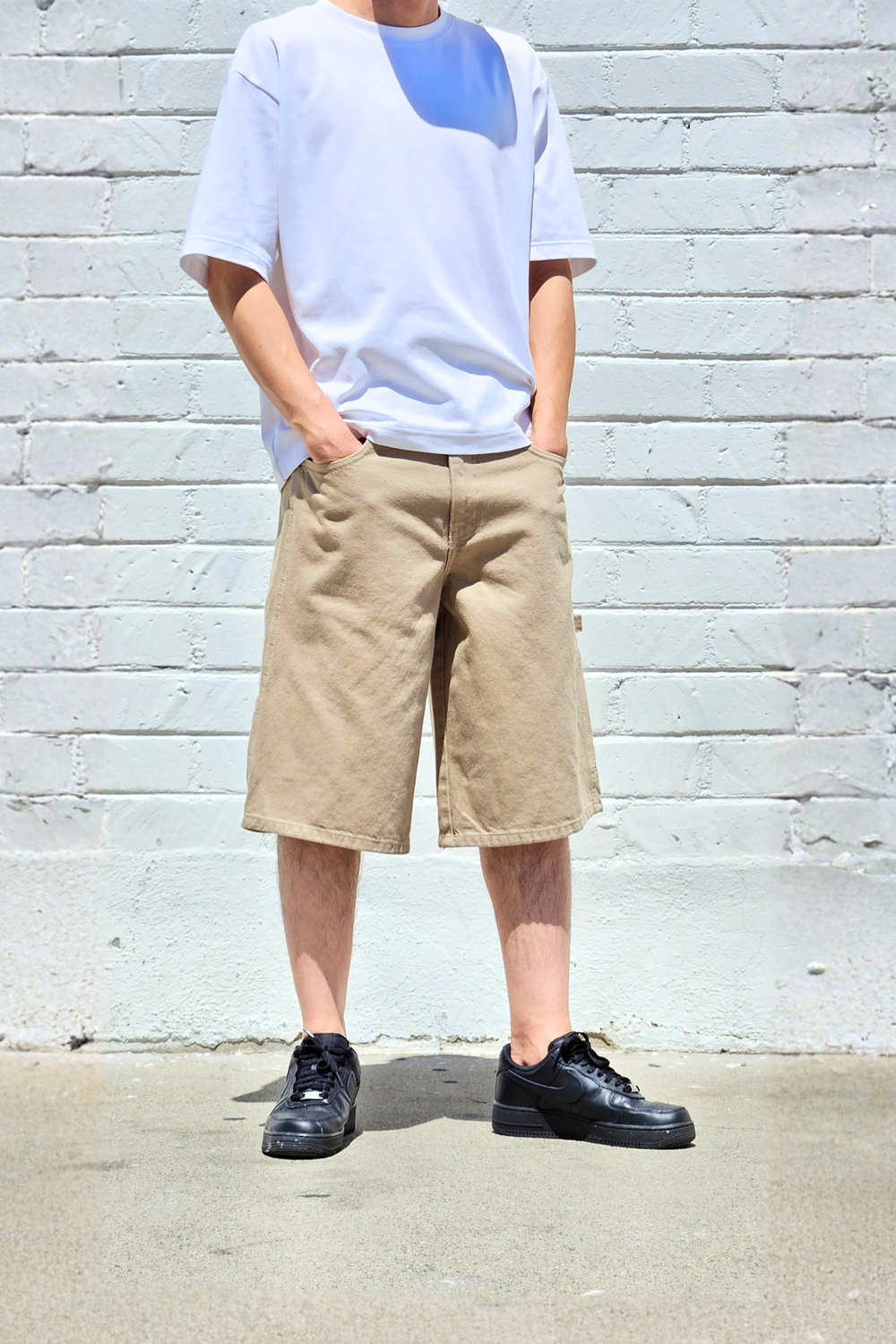 Khaki Baggy Carpenter Jean Shorts — Neo Blue Jeans – Made-in-USA