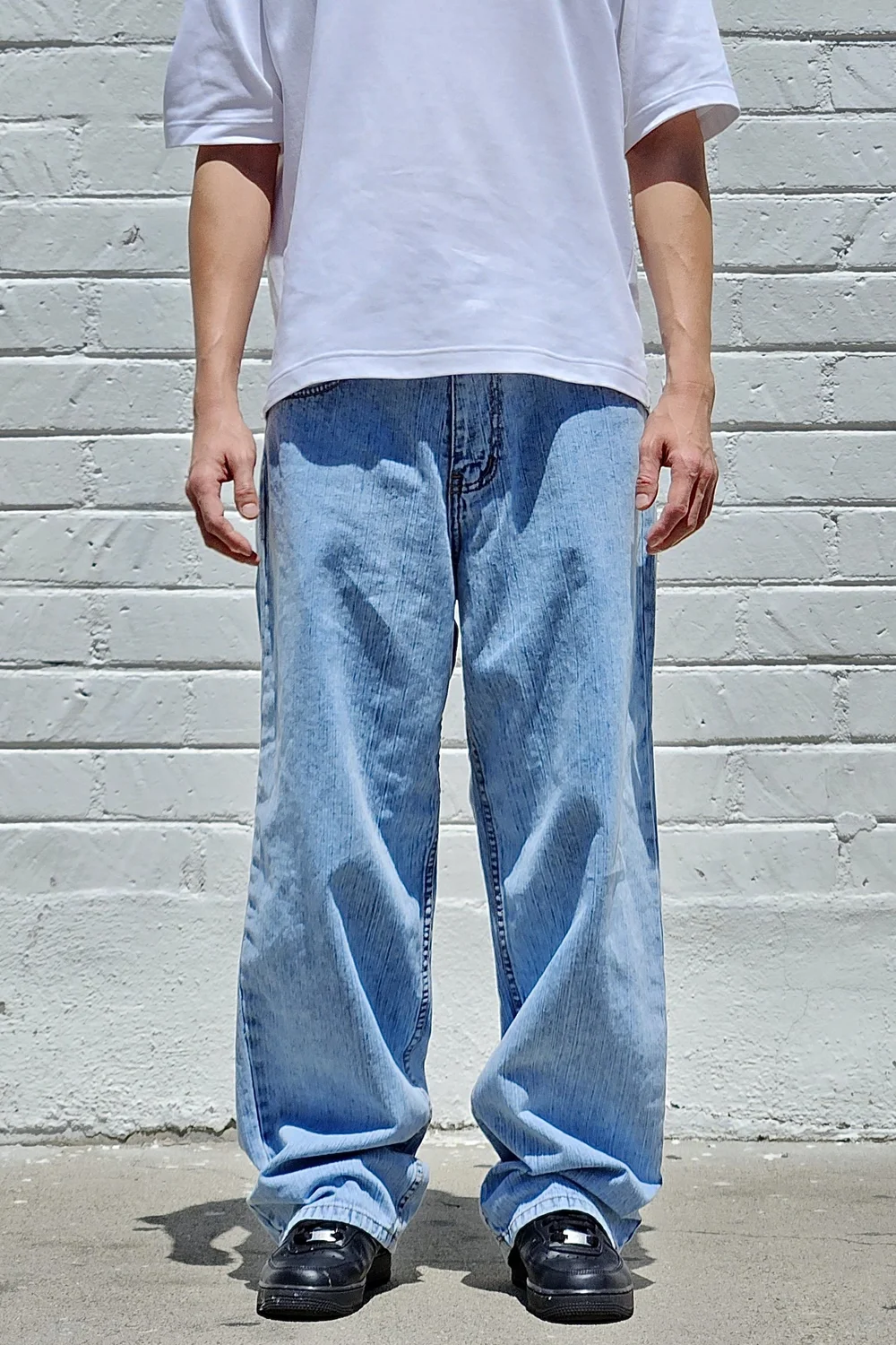 Vertical Pastel Blue Baggy — Neo Blue Jeans – Made-in-USA Baggy Denim