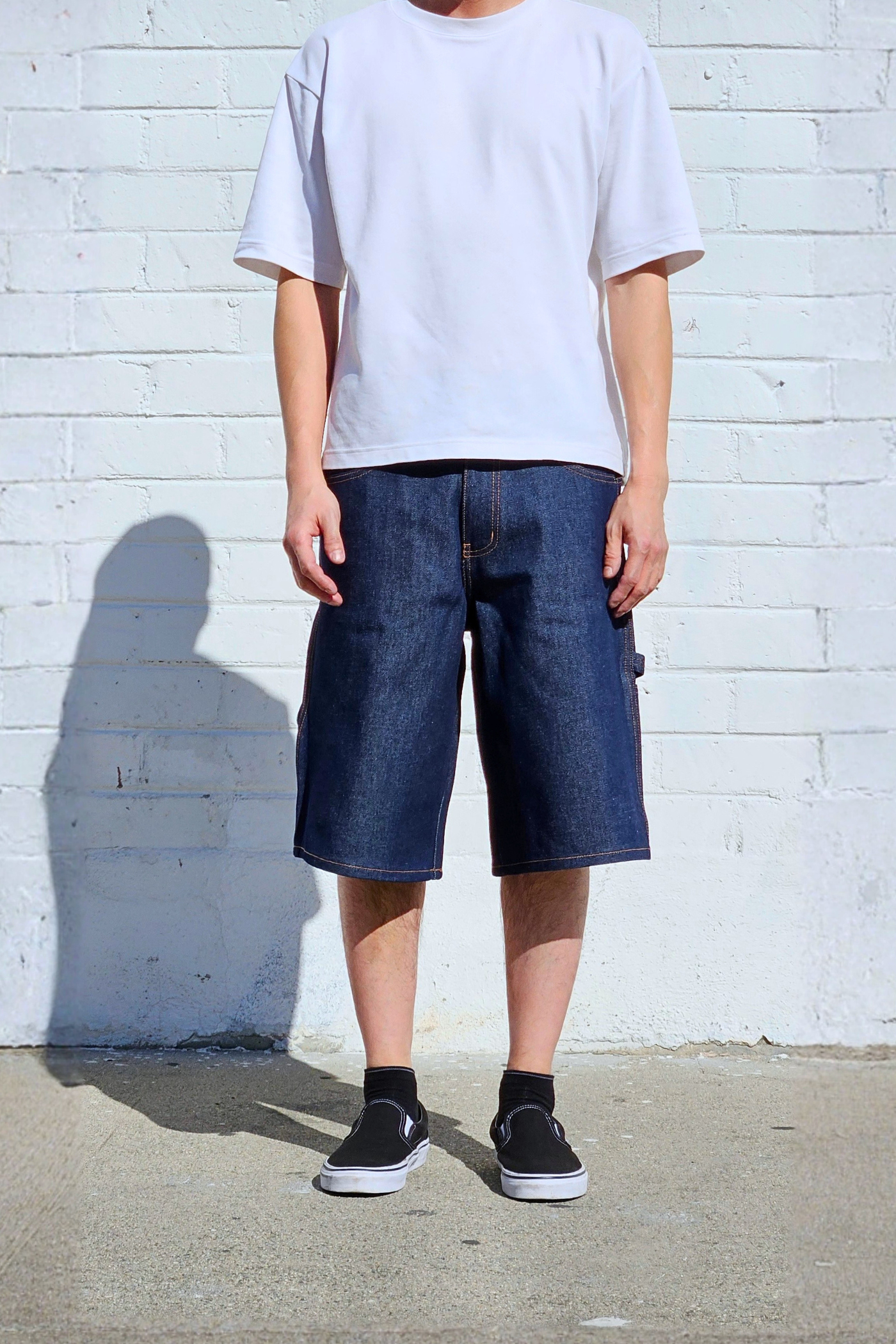 Raw Denim Light Blue Carpenter Jean Shorts