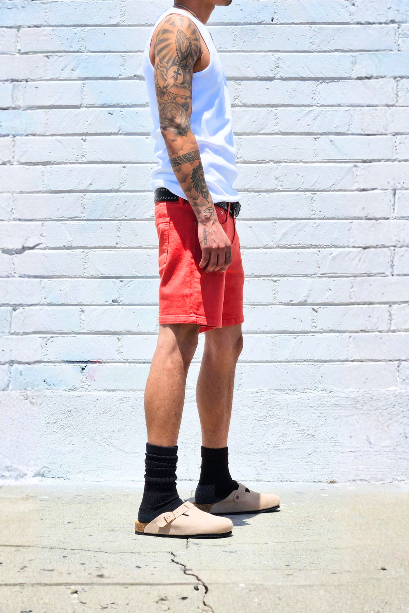 Coral beach shorts with a comfortable lightweight feel.