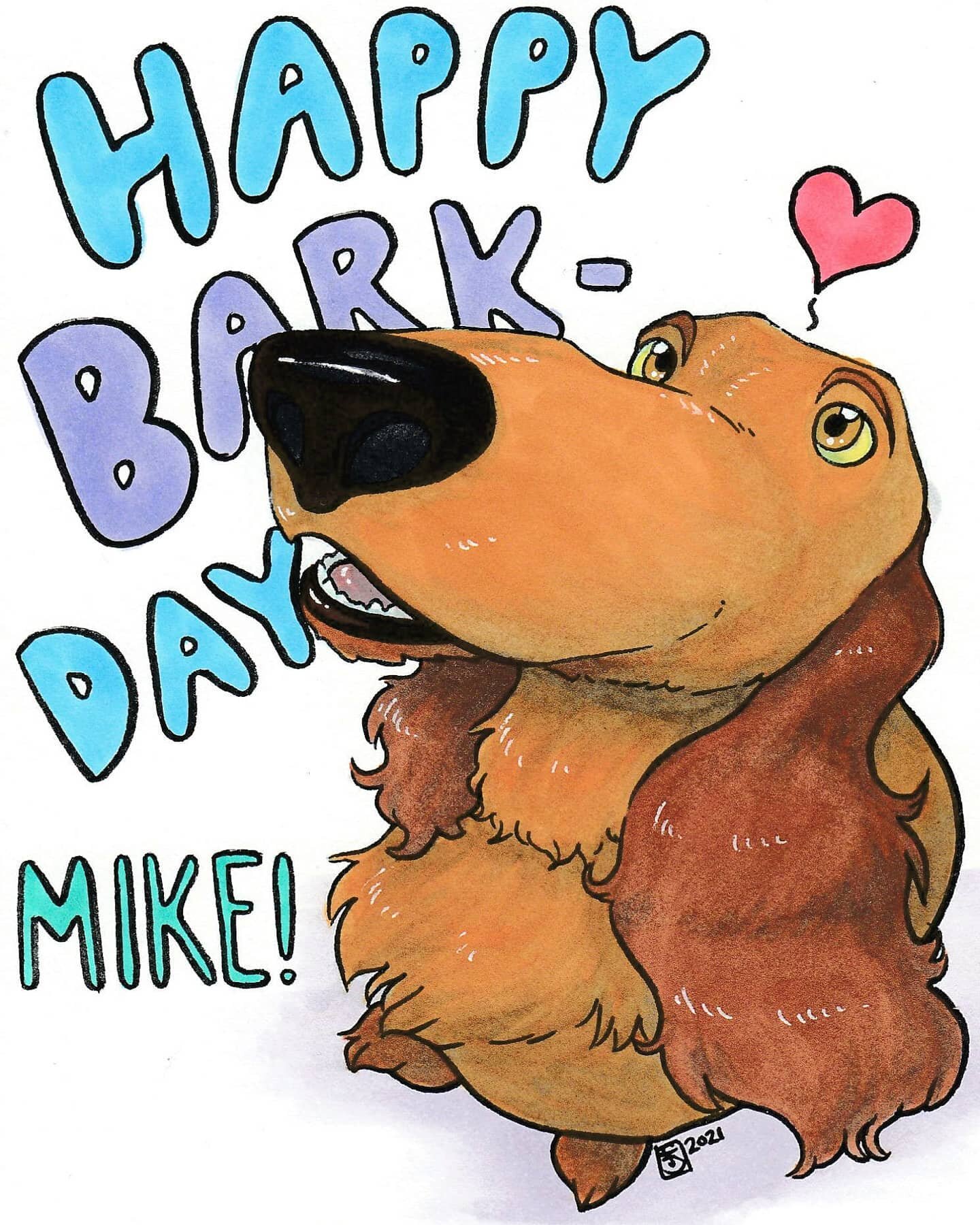 @nickcaligo42 has a birthday coming up on Wednesday, and he's always been an excellent client, a loyal patron, and most importantly, a good friend. That's why I drew his pupper Douglas and am sending him the original marker drawing! Happy birthday Mi