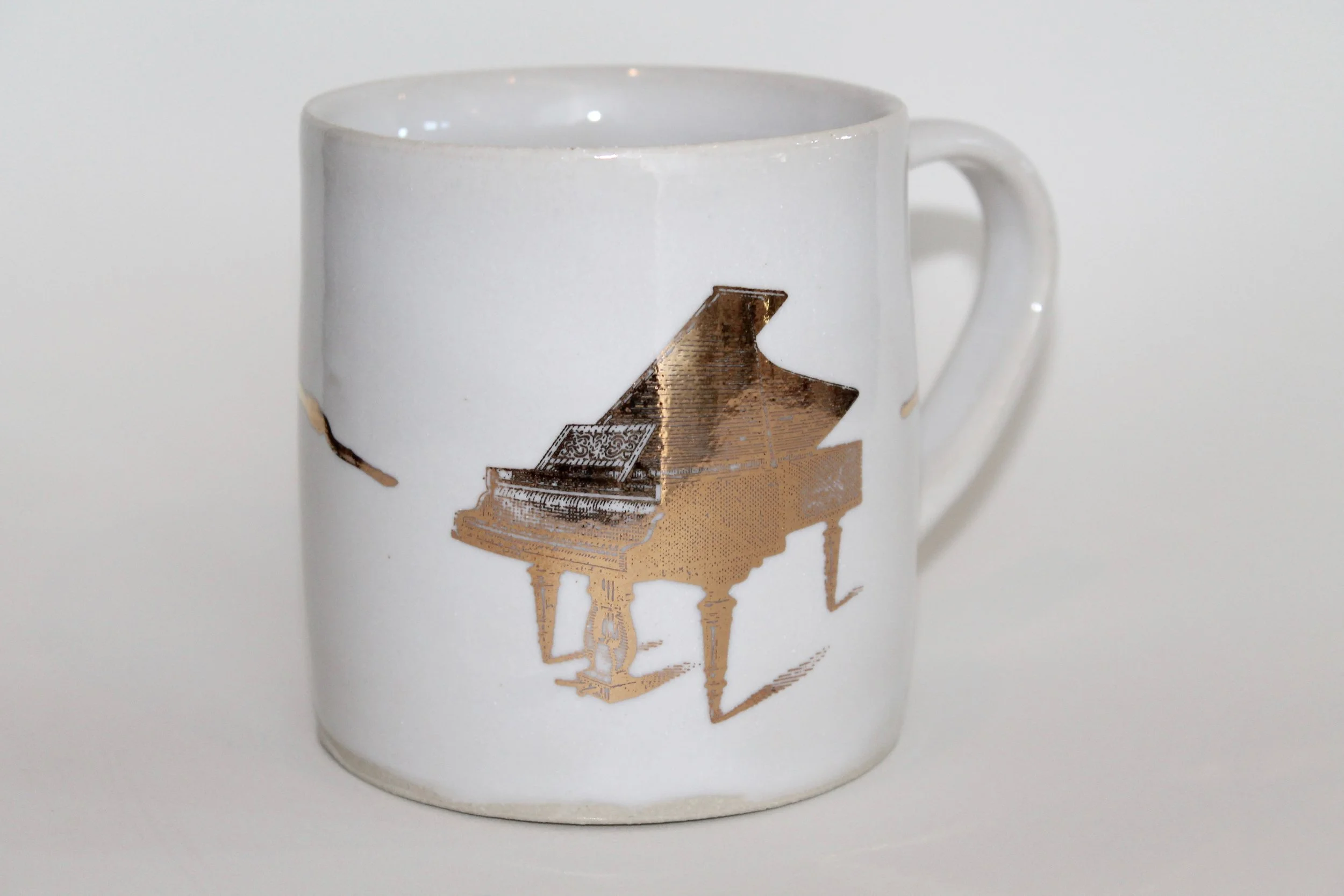 Gold & White Piano Mug