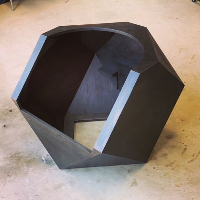 The Cubodron club chair in charred walnut. Ready for upholstery. #cubodron #cuboctahedron #clubchair #americanstudiocraft #sculptural #geometrical #furniture #interiordesign #interiordecor #sanluisobispocounty