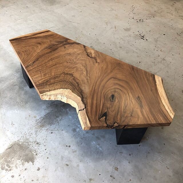 Parota slab coffee table with charred beam chunks for base. Headed to SoCal tomorrow morning. #liveedge #slabtable #furniture #interiordesign #sanluisobispocounty