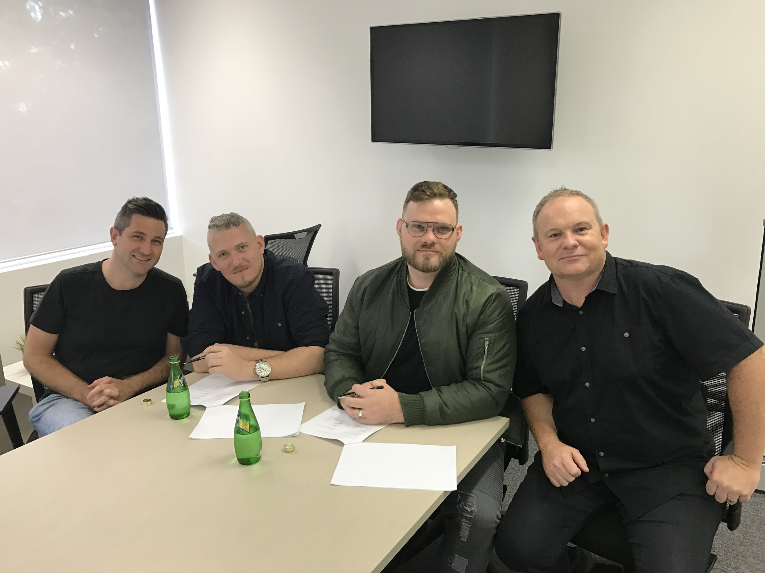 Left to right – Nathan Eshman (A&R – SHOUT!), Josh Banton, Ben Banton, Steve McPherson (CEO – SHOUT!)