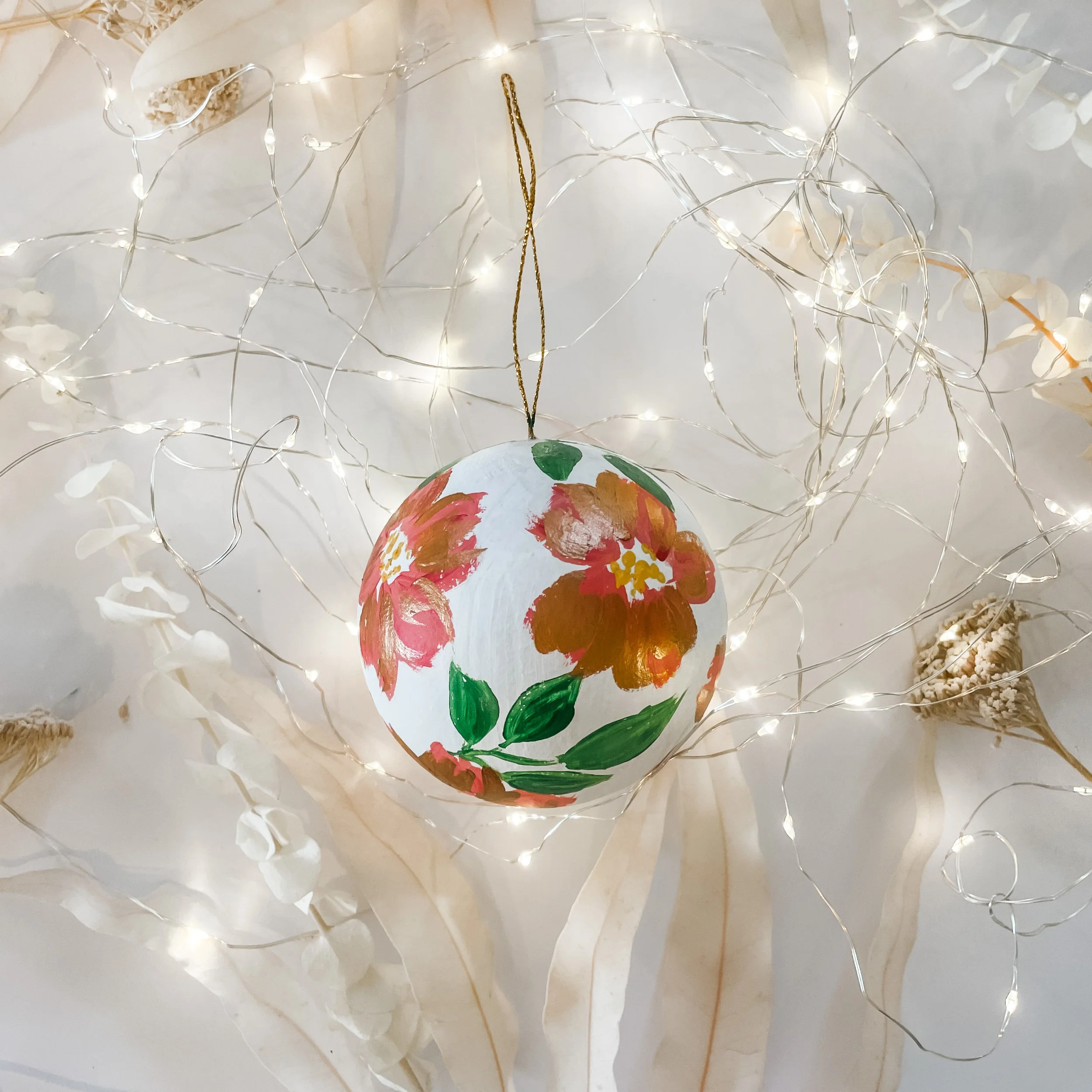 Holiday Florals Hand-Painted Ornament