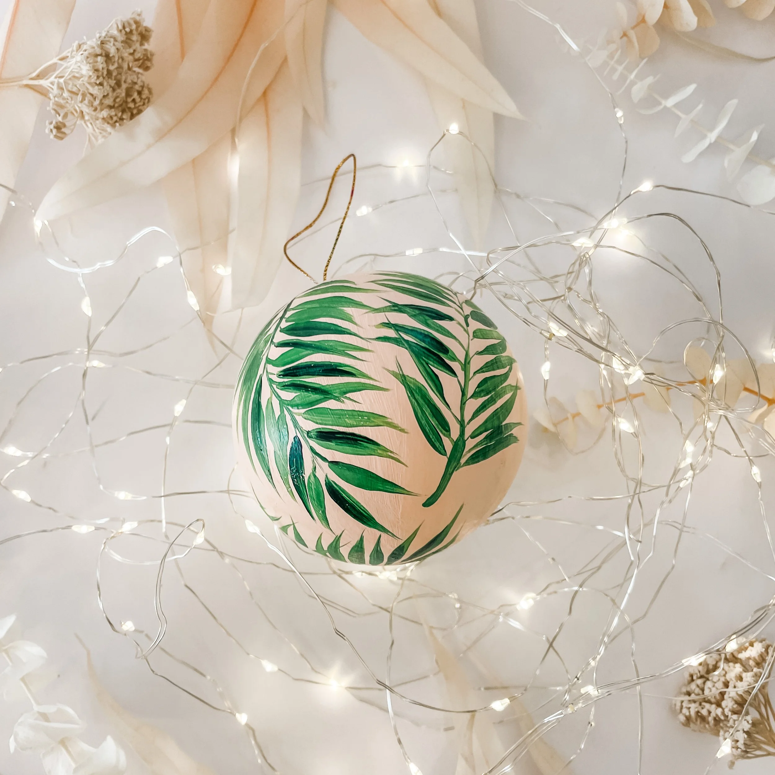 Palm Leaves Hand-Painted Ornament