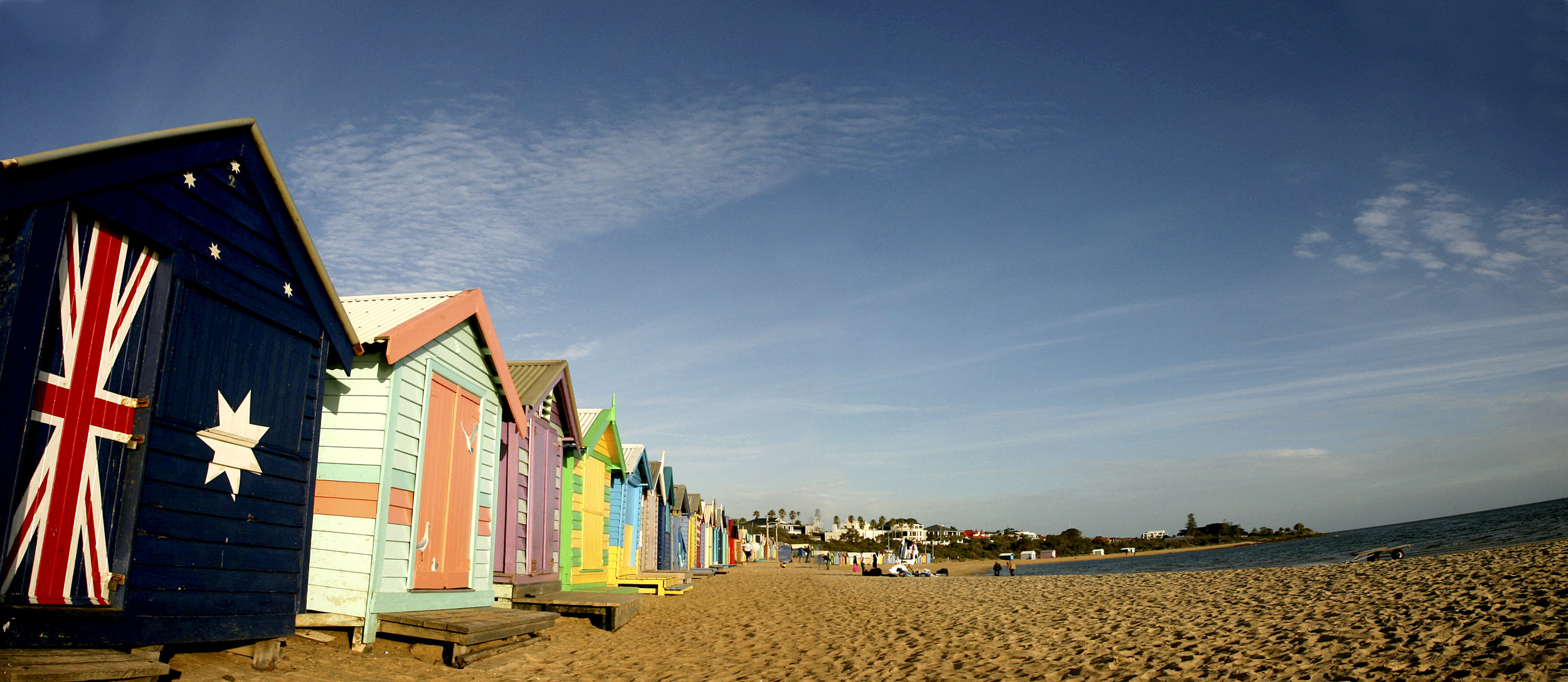 The iconic Brighton Beach Bathing Boxes.