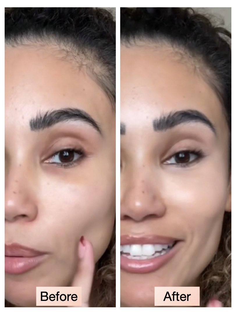 cbm. peach eye concealer dual action, dark circle correction before and after