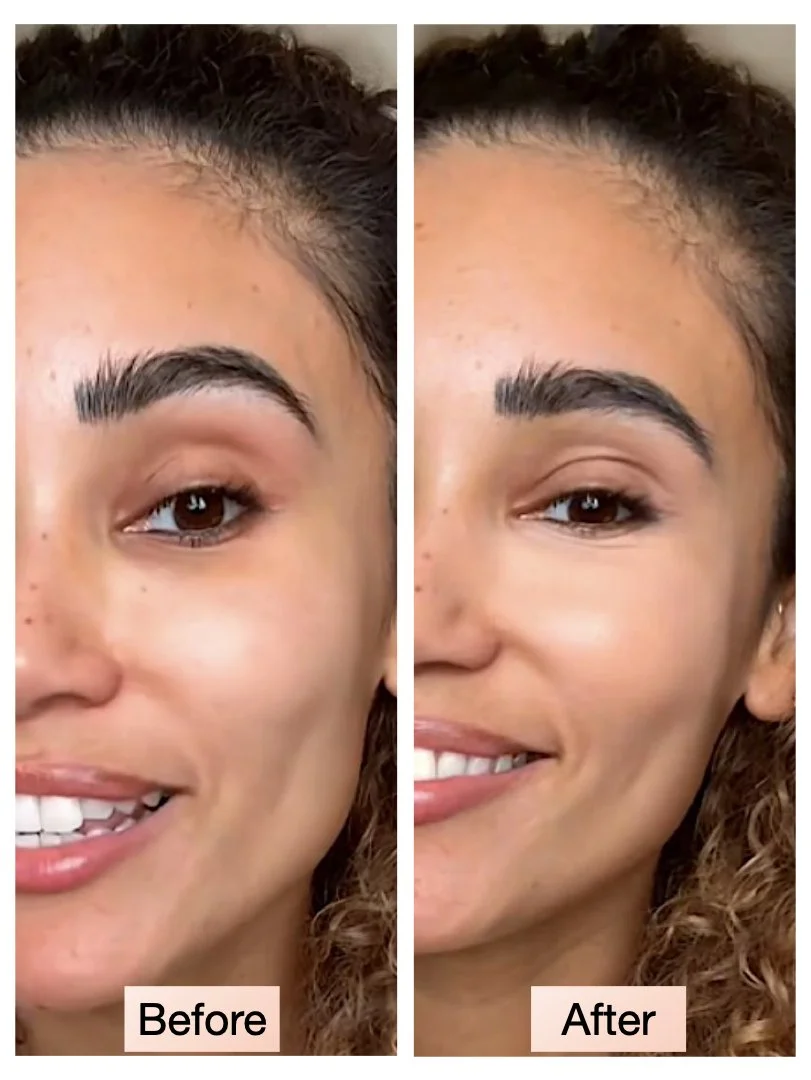 cbm. peach eye concealer dual action, dark circle correction before and after
