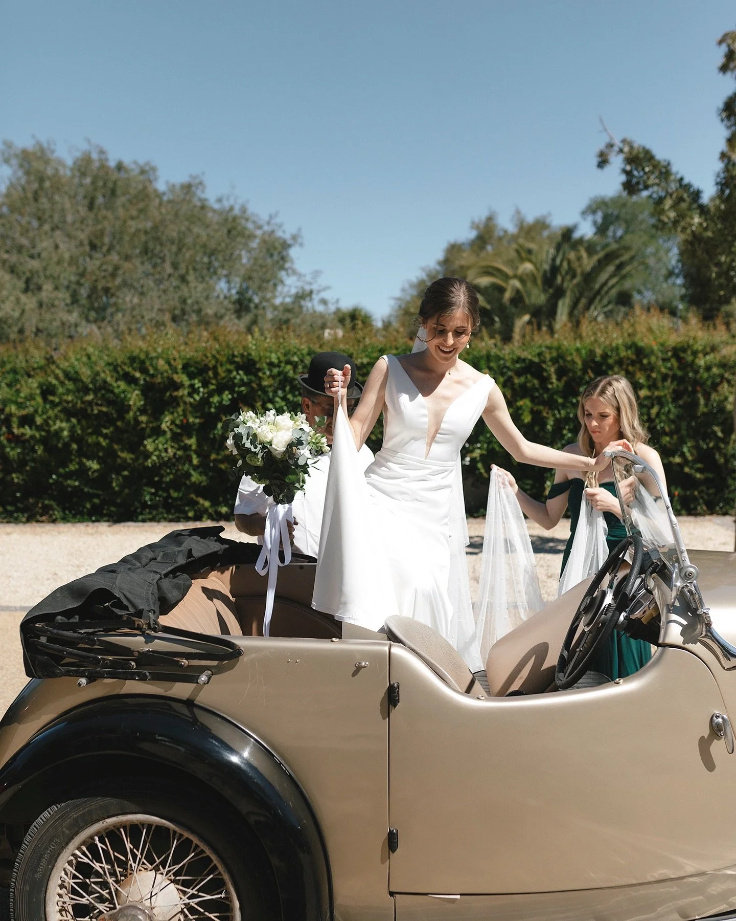 Ingrid off to the church, but not without one last joyride before walking down the aisle.