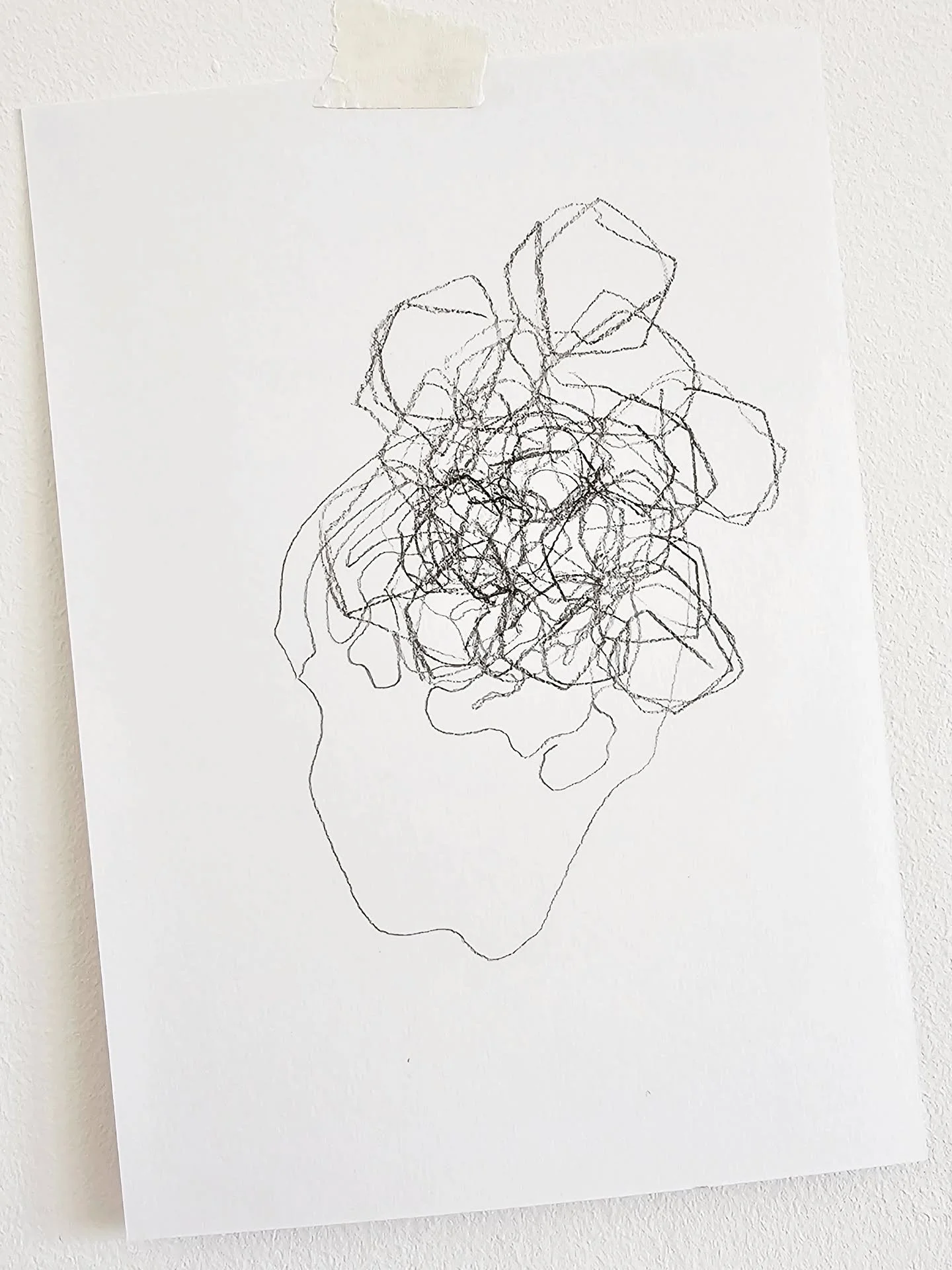 S T A R T I N G  P O I N T

The other day was I was setting up my studio again after repairs, I did this quick line drawing to get it out of my head...quite literally!
A phrase that was used in one of my radiology reports has been niggling away at me