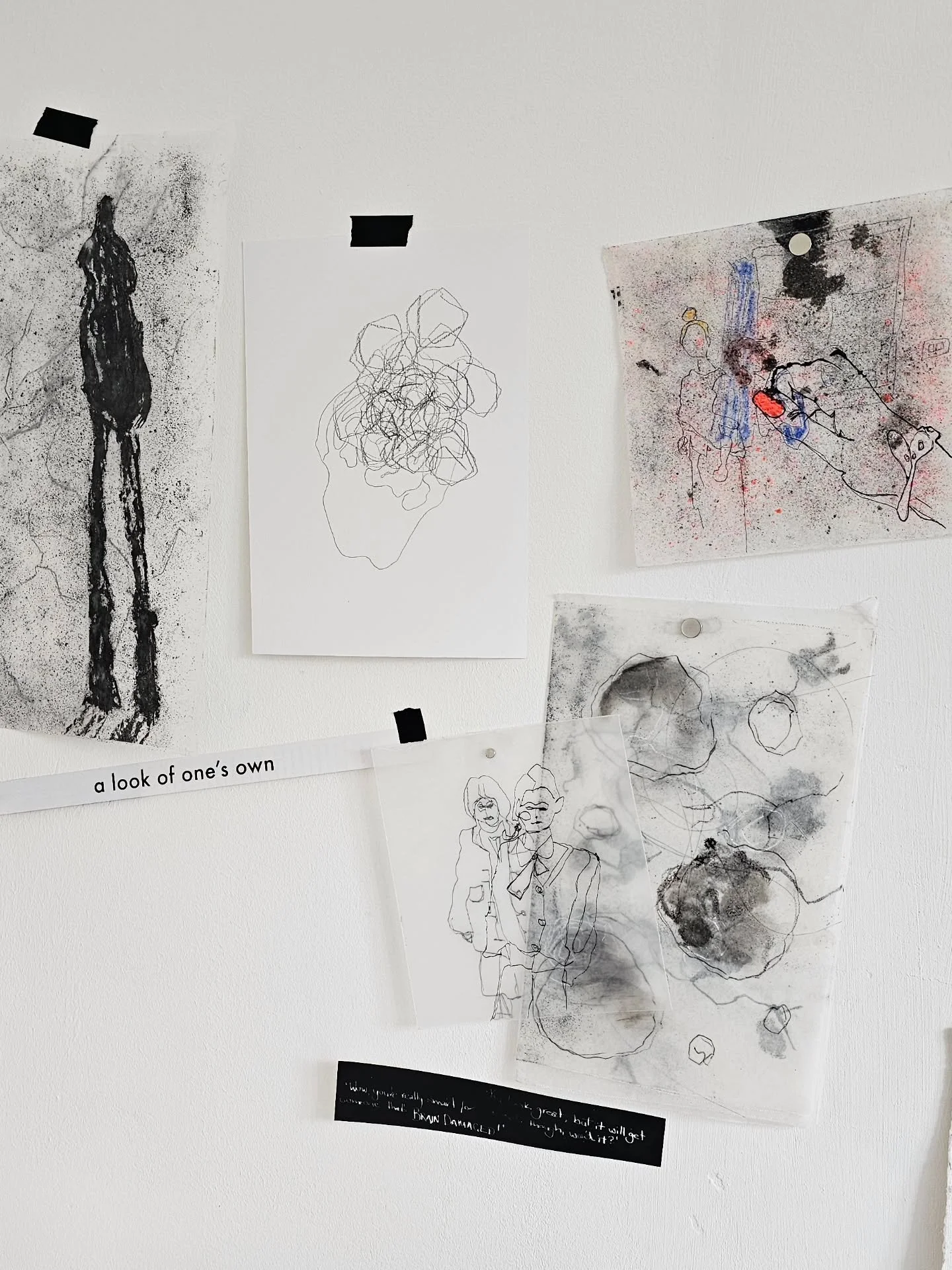 C O N C E P T U A L I S A T I O N

Another collection of drawings on my studio wall.
Some of my favourites placed together but with the begginings of a new narrative.
&bull;
&bull;
&bull;
#ThinkingThroughDrawing #CharcotStudio #MixedMedia  #LayeredDr