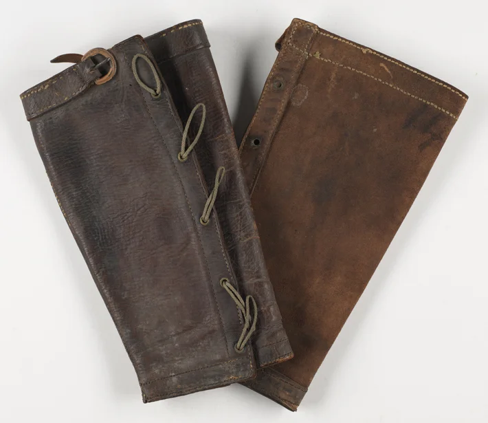Jambieres worn by Charles S. Hopkins of the 5th New York Volunteers, ca 1862. Those later worn by the 146th regiment were noticeably shorter and of two-toned leather. (Virginia Historical Society 2012.109.10.A-B)