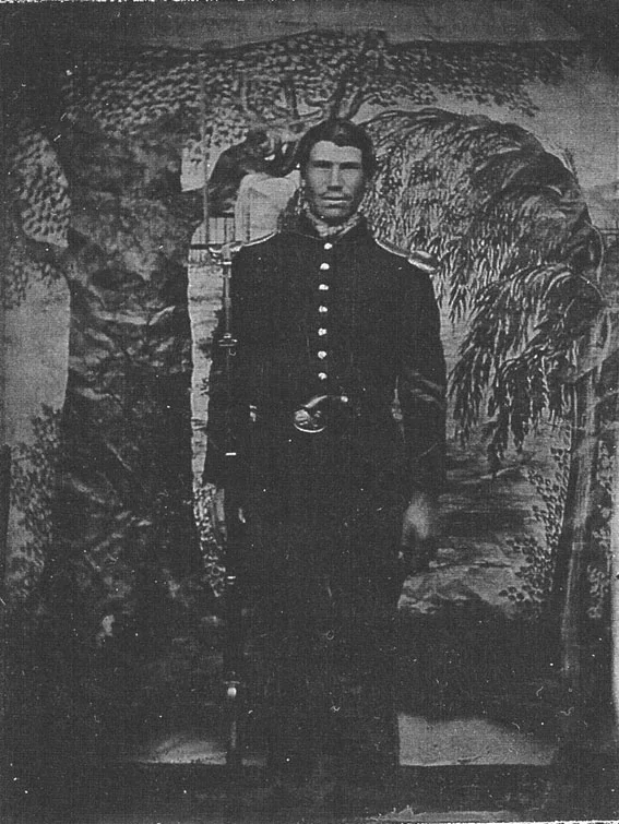 August, 1862. Robert Borland, Co. F, 96th Pa. Just before going into the Maryland campaign, Borland had this image made - still wearing the full dress uniform. The 96th Pa. of the 6th Corps went into the Battles of South Mountain and Antietam while wearing dark blues and frocks with scales.