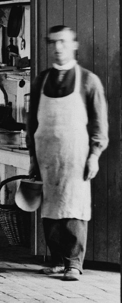 The cook near the doorway holds a large tin scoop and the shelves are brimming with useful culinary tools, often the same used by their campaigning counterparts.