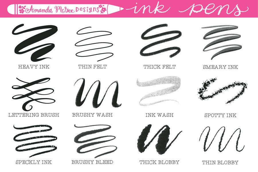 Ink Pen Brushes and Stamps for Procreate — Amanda McGee Designs
