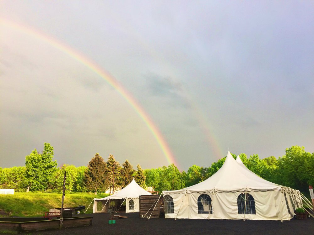  Double rainbows over the canteen tent at Firelight Camps 