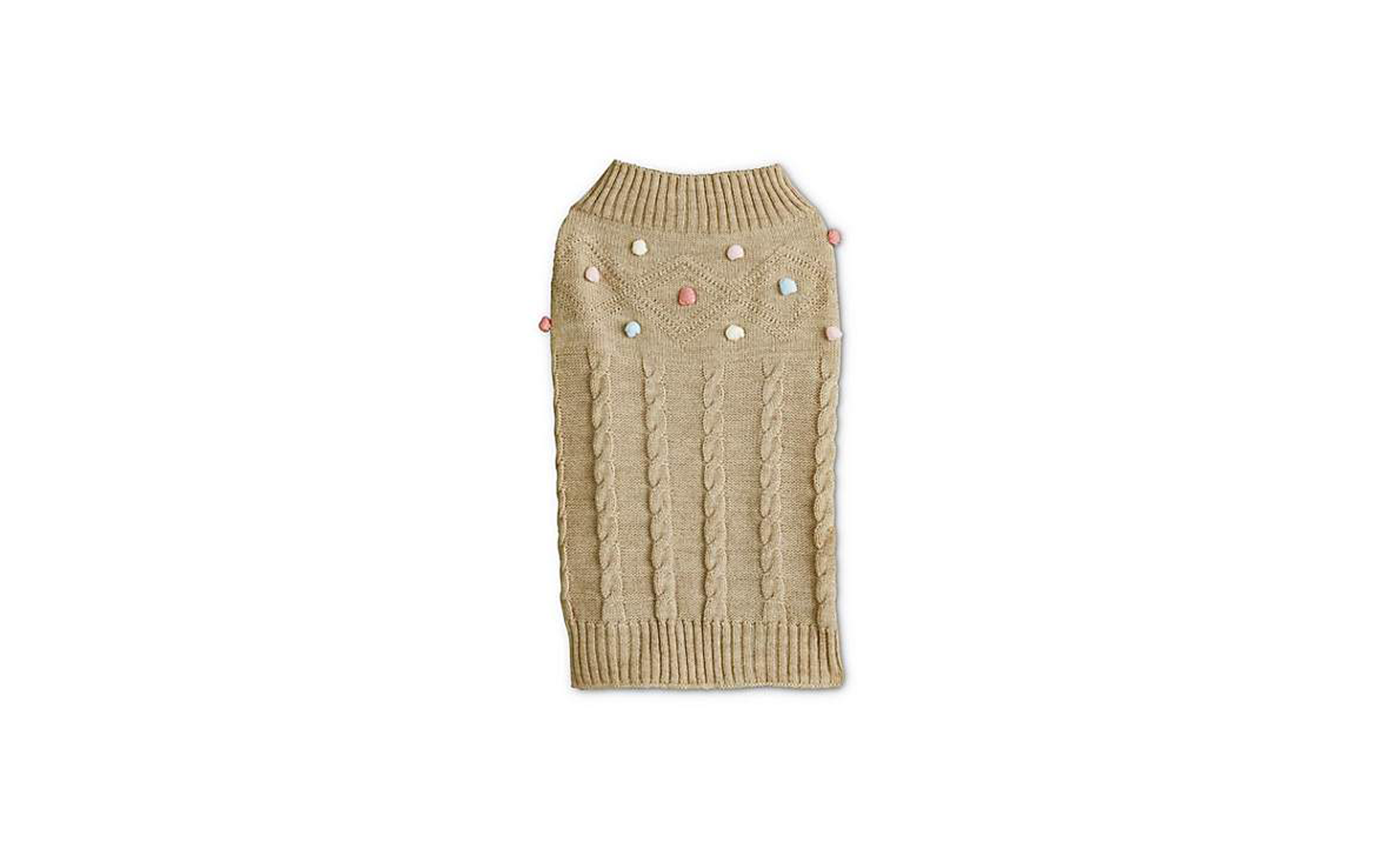 Bond and Co. Oatmeal Knit Sweater with Confetti Poms
