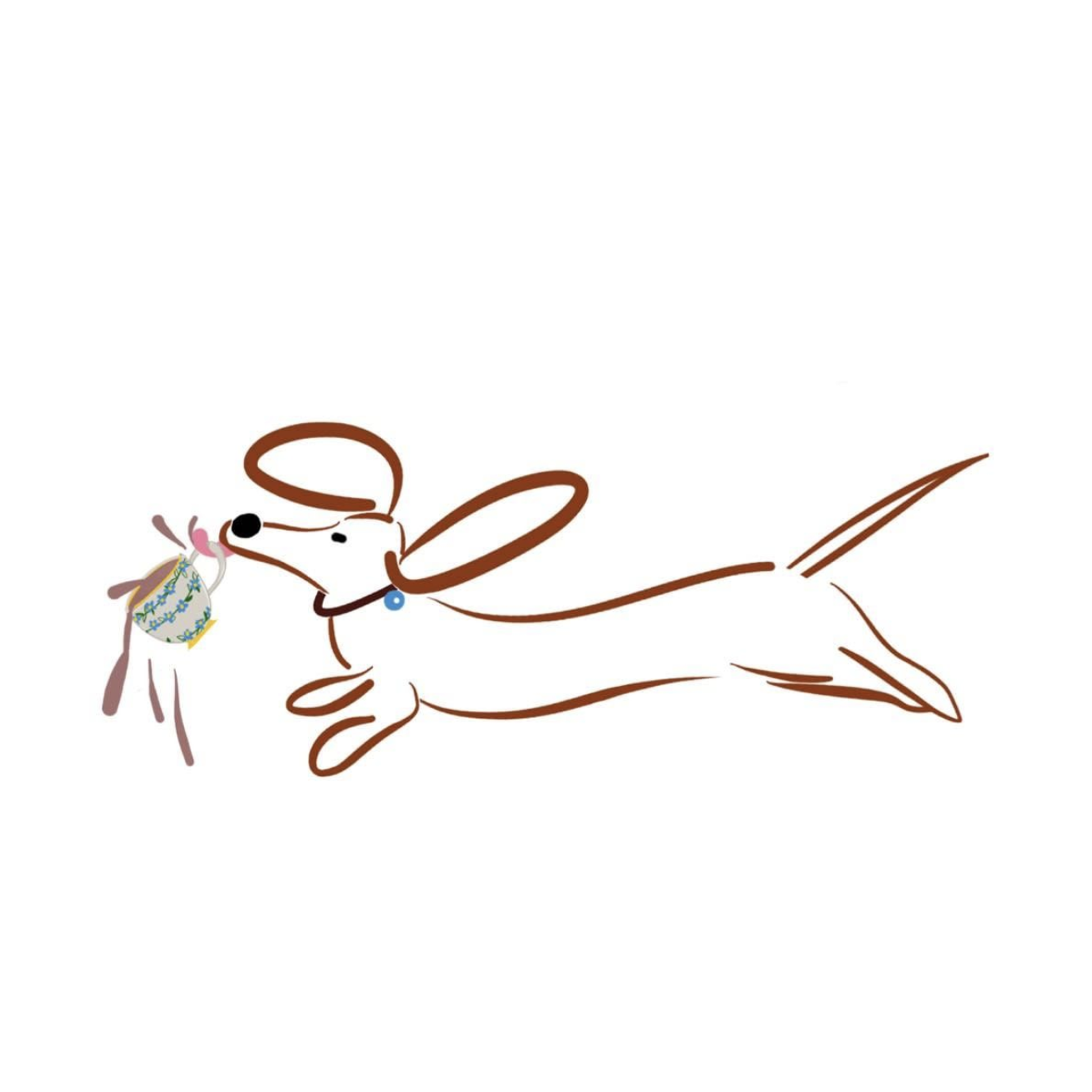  Illustration of Gilmore the Dachshund© with coffee 