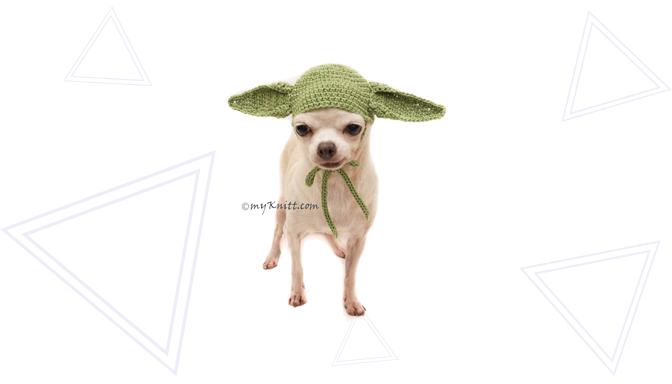 Yoda Dog Halloween Costume from MyKnitt Handmade Dog Clothes