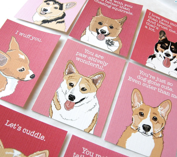 Corgi Pun Valentine Set in 34 Cutest Dog Valentine's Day  Cards for Dog Lovers and Dog Moms