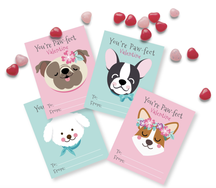 Printable Dog Valentine Set in 34 Cutest Dog Valentine's Day  Cards for Dog Lovers and Dog Moms