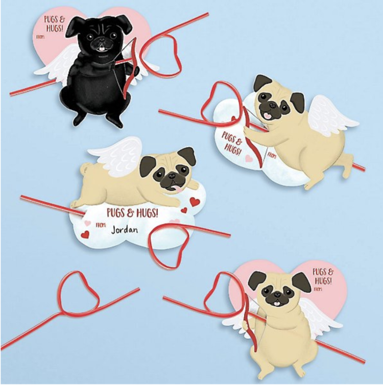 Pug Straw Valentine Kit from Papersource in 34 Cutest Dog Valentine's Day  Cards for Dog Lovers and Dog Moms