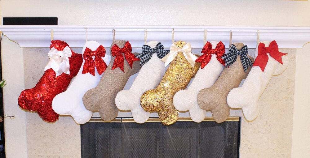 Brand New Mini Christmas Stocking Woof Dog Bone Design For Dog Rescue Charity 