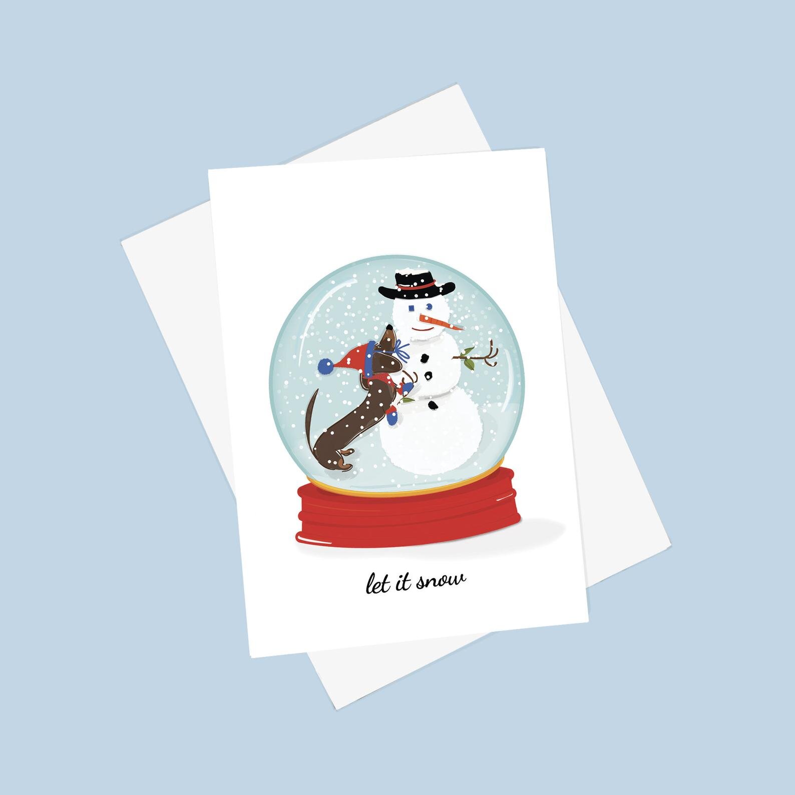 Dachshund Snowglobe Christmas Card