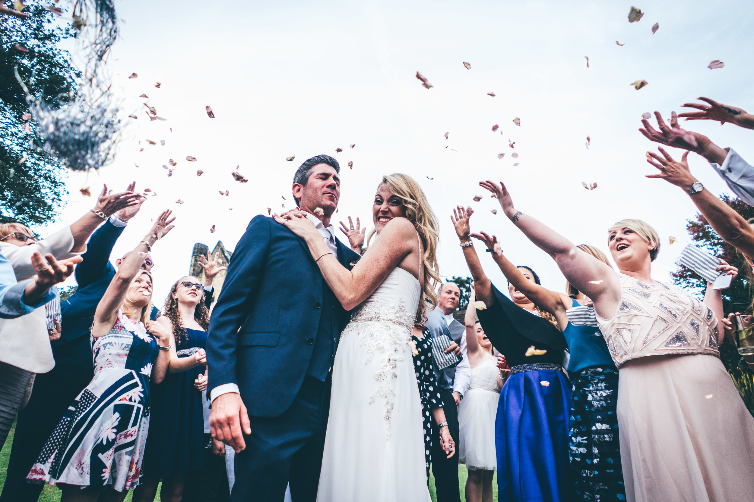 confetti at mountains wedding venue