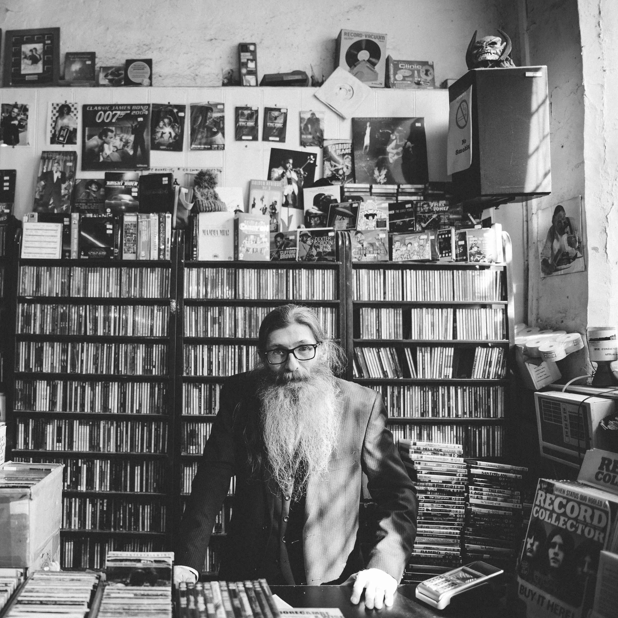 Canon 6D + Sigma 24-35f2 - we chatted, and while buying a record I asked if I could take a photo as I found him very interesting. He was happy to pose in exchange for a print, which I will send