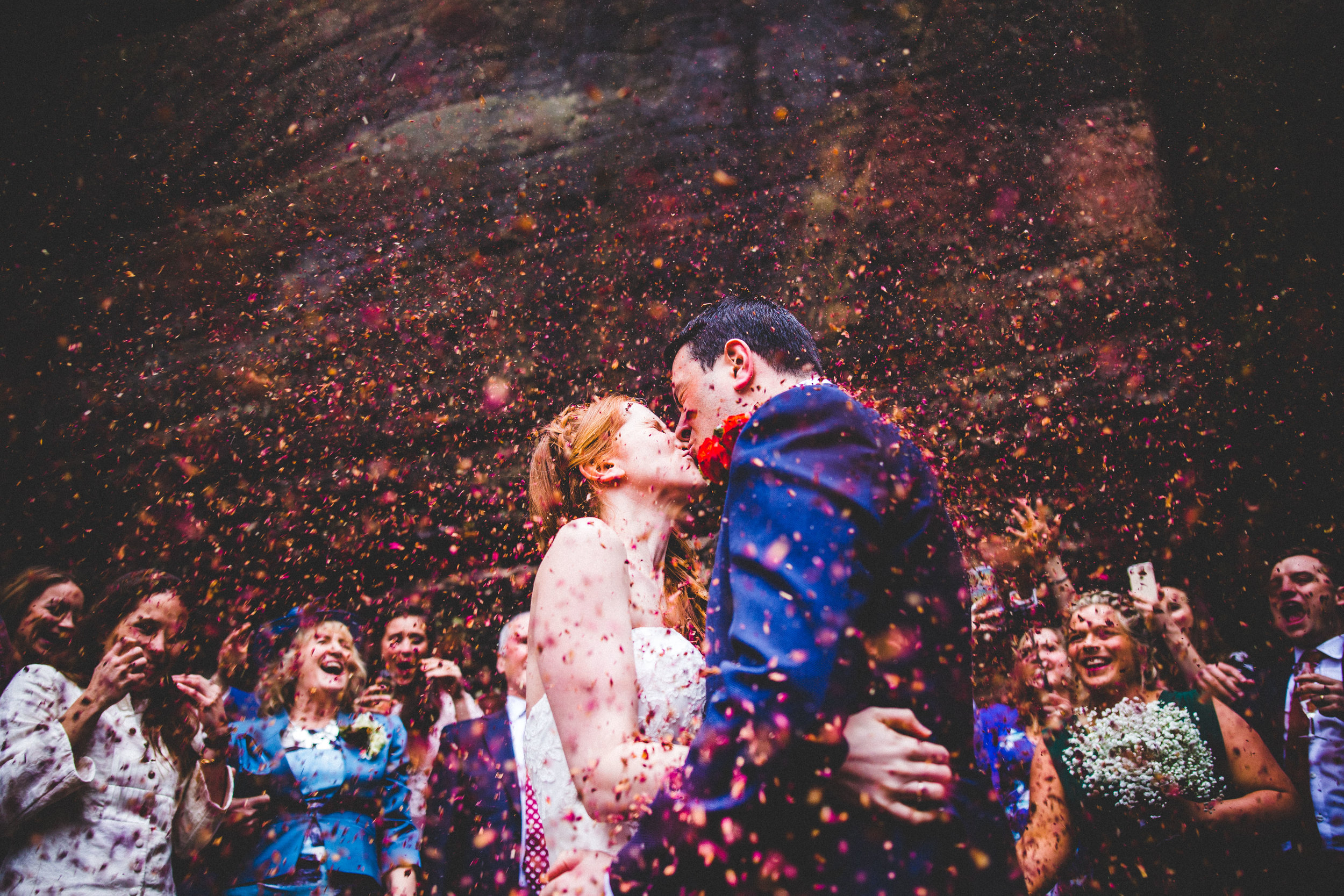 Epic confetti at High Rocks in Kent
