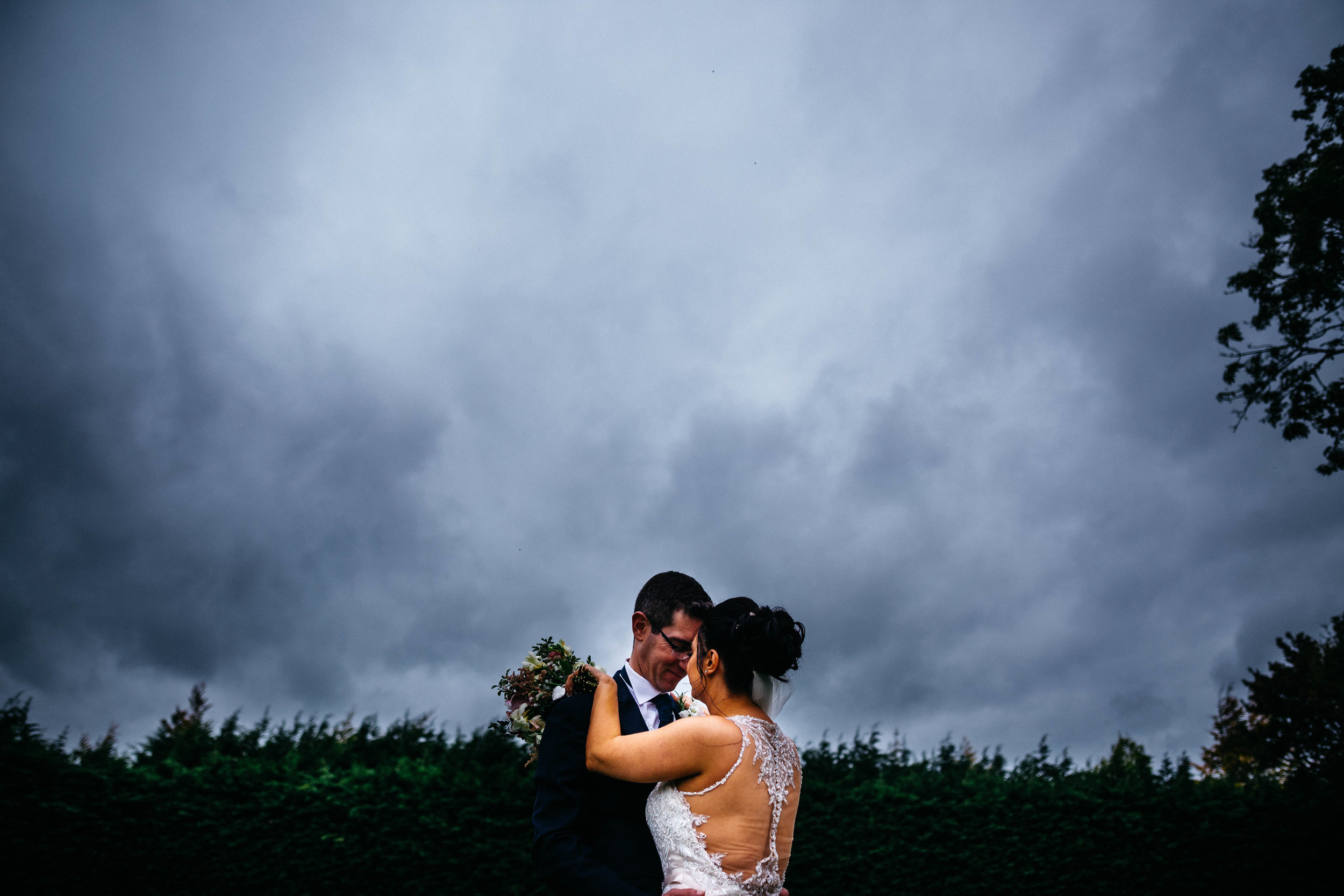 The bride and groom at Winters Barns