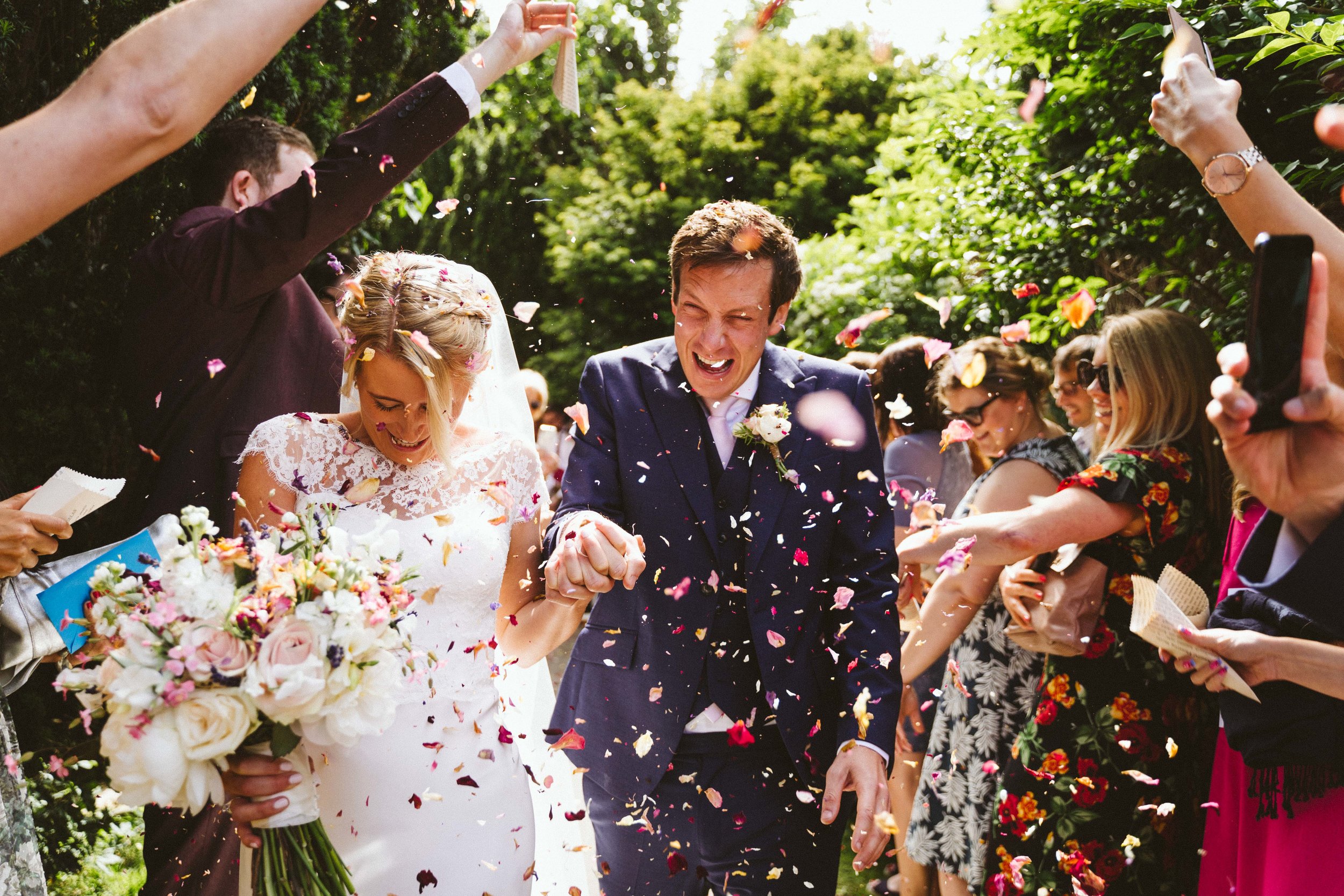 Confetti at a kent wedding