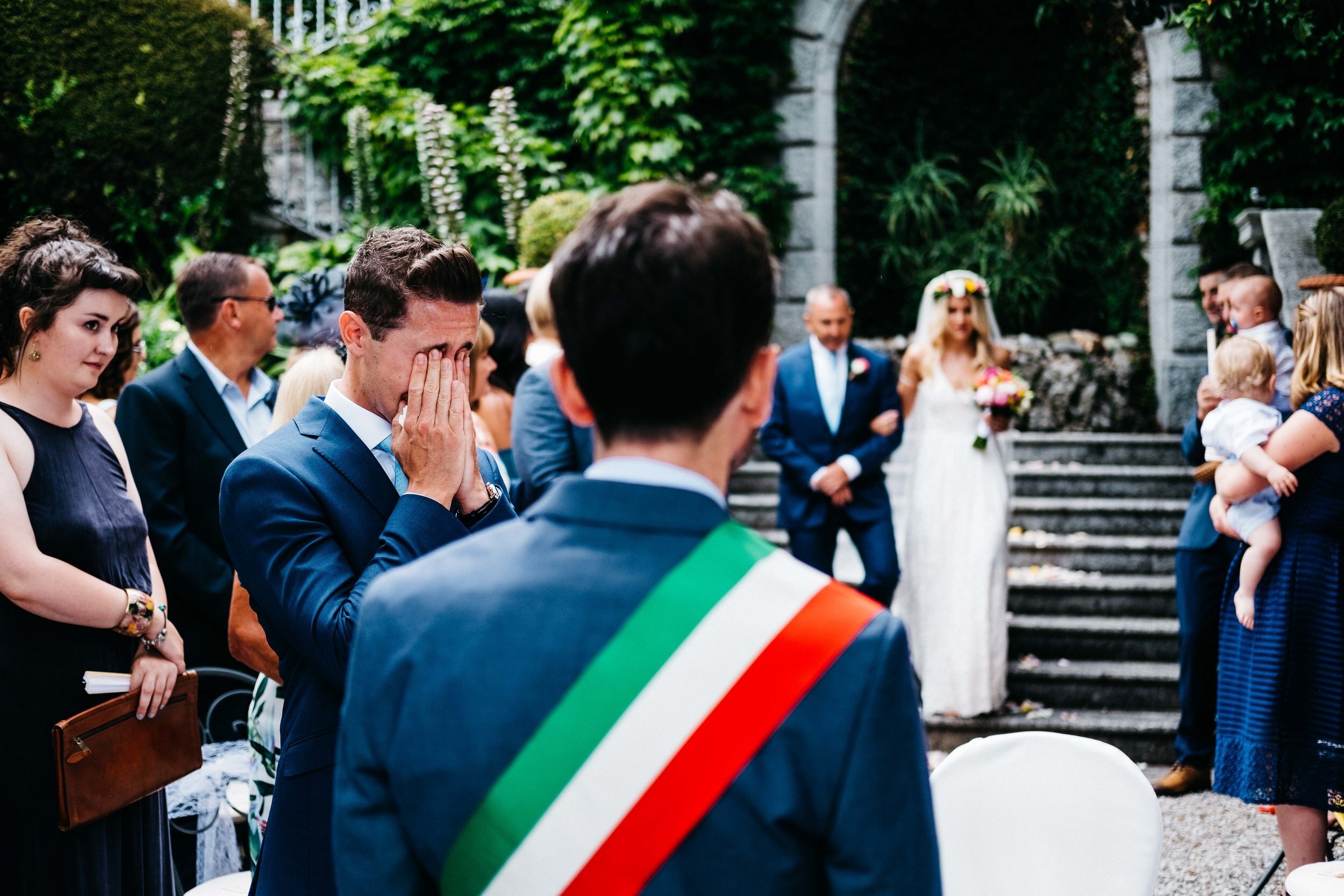 Emotional groom documentary photography