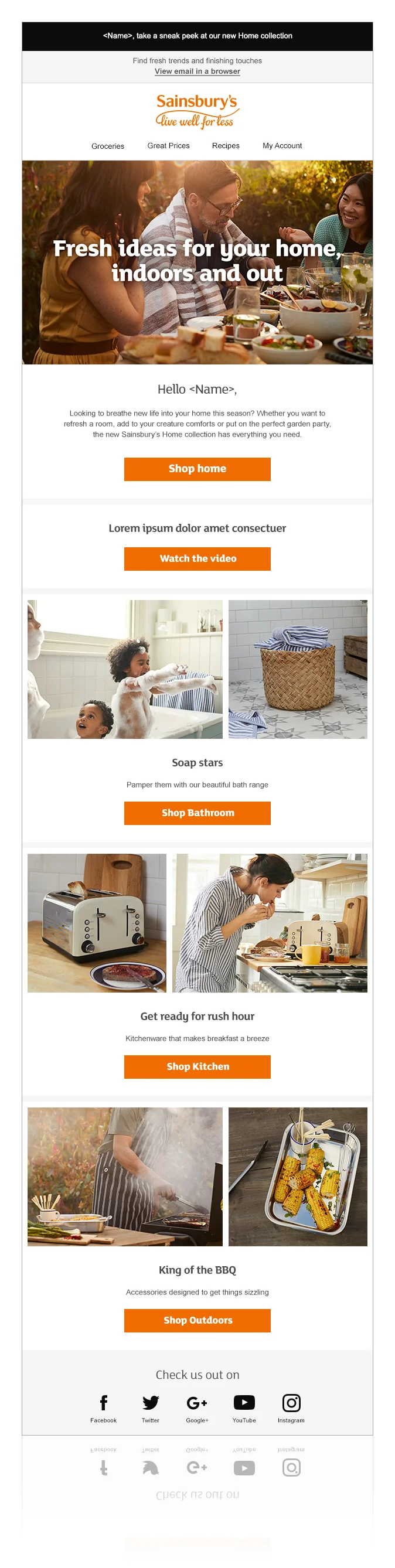 Sainsbury's Home launch email