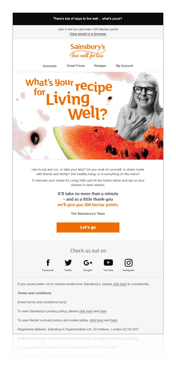 'Live Well For Less' email